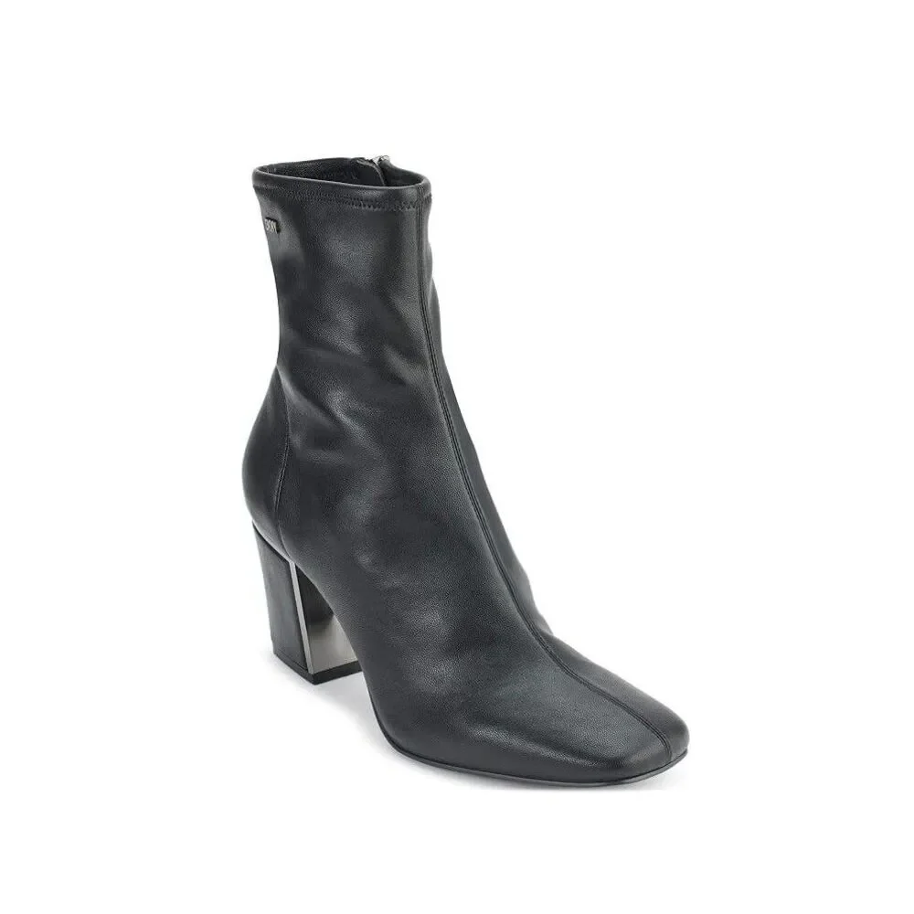 DKNY Womens 7 M Black Cavale Evening Block Heel Ankle Booties NIB RZ1